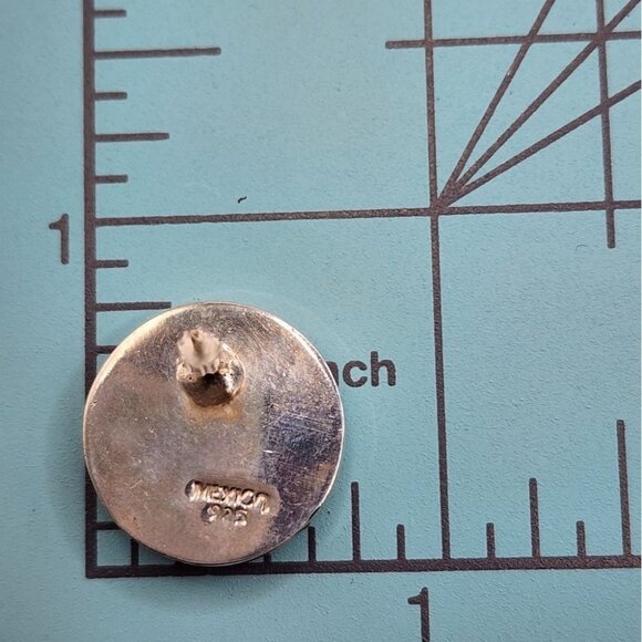 Mexican Silver Coral Earrings Pierced - Picture 7 of 7